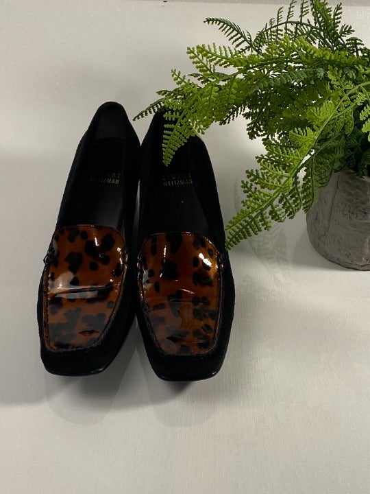 STAURT WIETZMAN BLACK SUEDE & LEOPARD SHOE