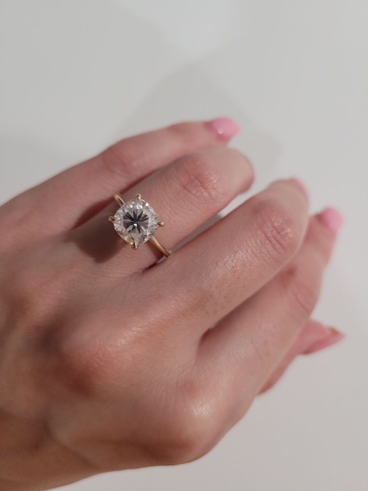 *SALE* 3CT Cushion cut Genuine Moissanite 14k Gold engagement ring size 7