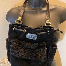UGG Australia Black sheepskin leather purse .