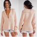 Free People Marlie Dusty Pink Ribbed Collar Oversized Pullover Sweater Small