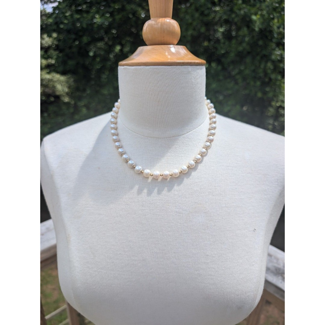 Freshwater Pearl Necklace FIC 14k Yellow Gold Beads Costco Jewelry Classy 18