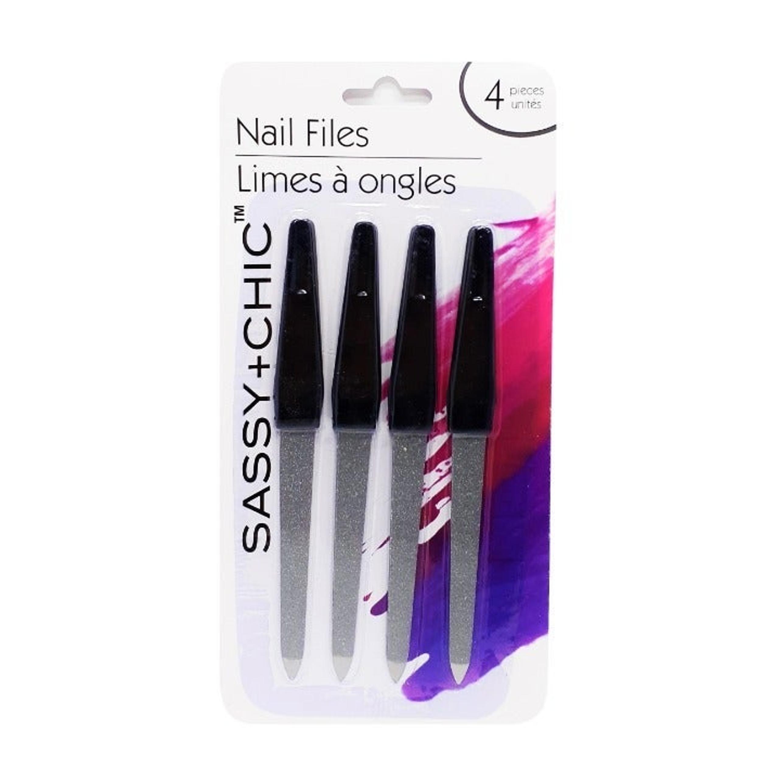 4PC FINGER/ TOE NAIL FILES SASSY+CHIC