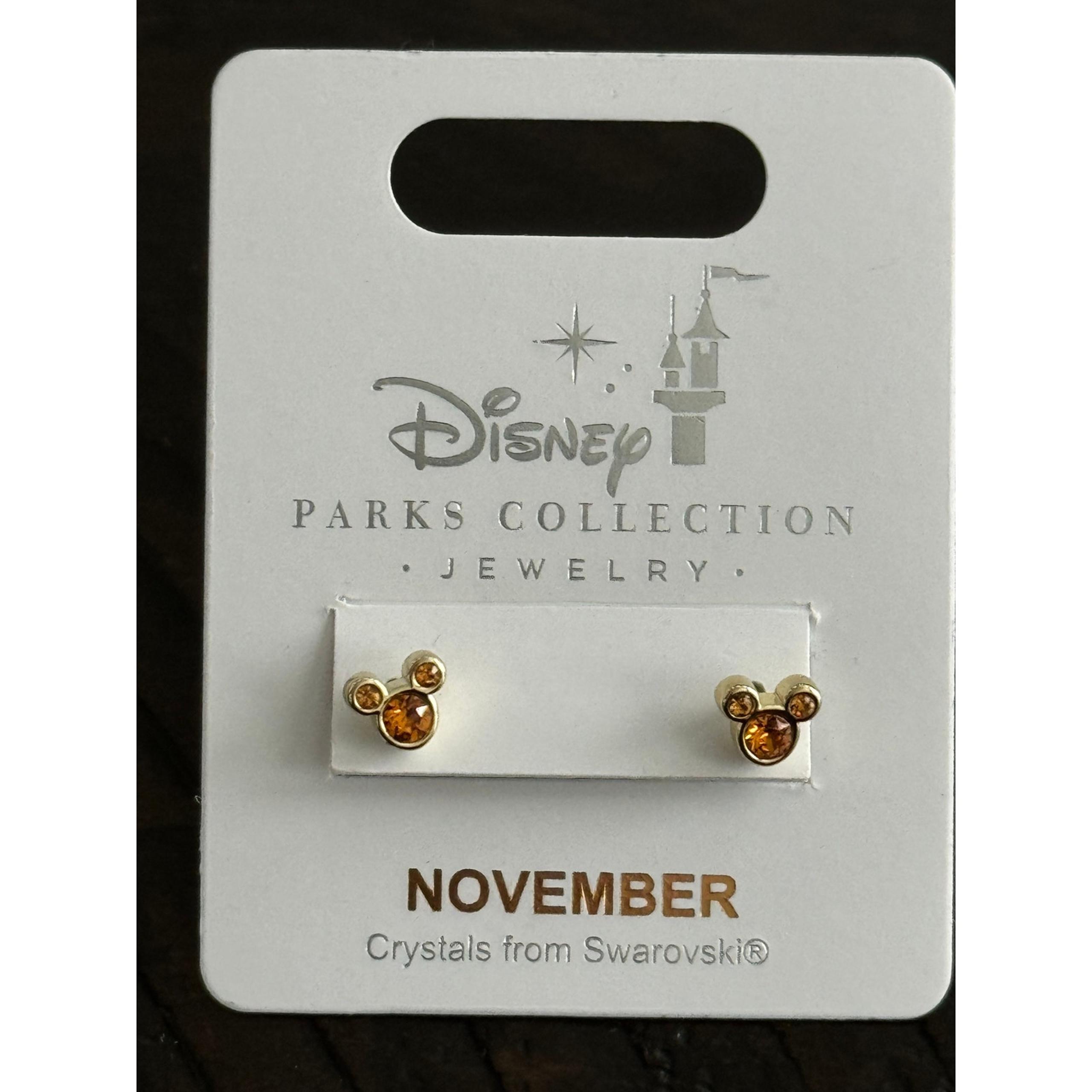 November Gold Mickey Birthstone Earrings - Swarovski