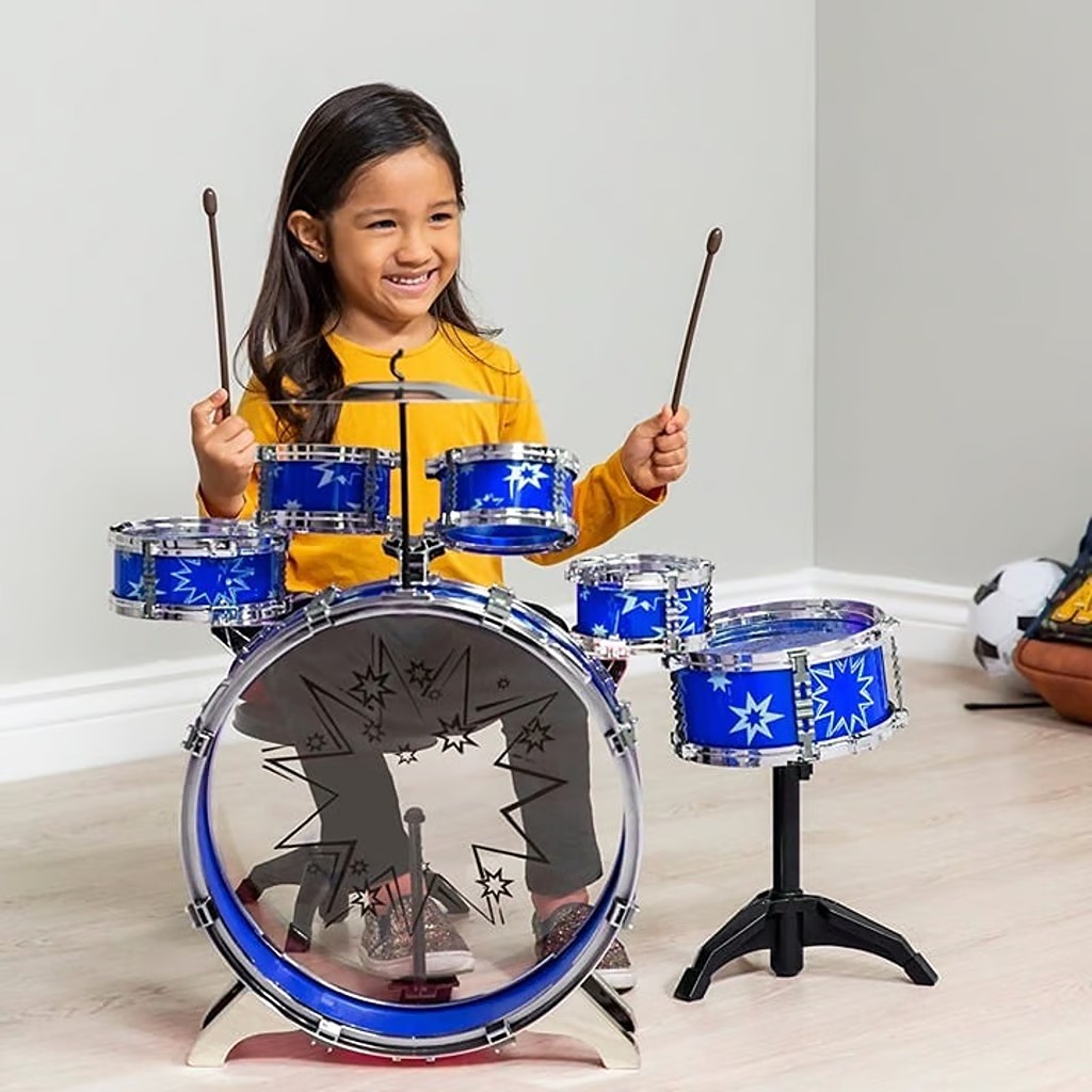 SetniBest Choice Products 11-Piece Kids Starter Drum Set w/ Bass Drum, Tom Drums