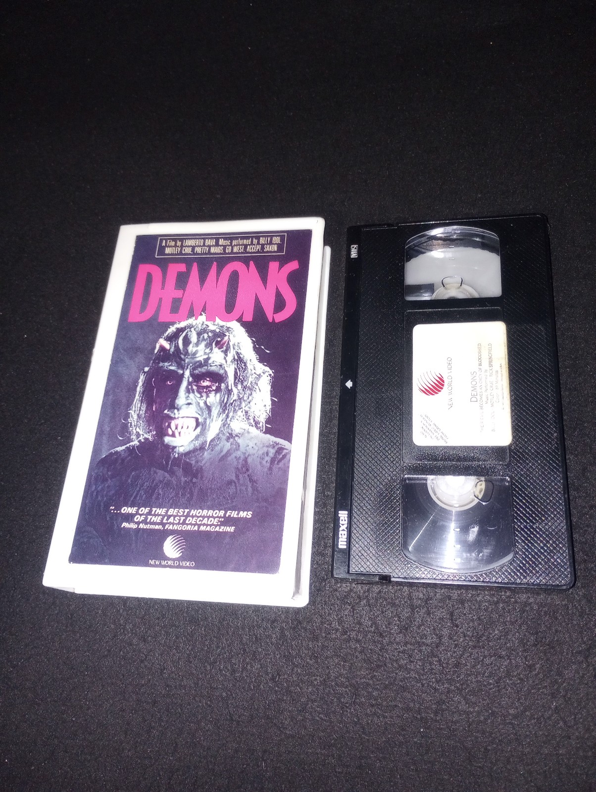 Demons VHS Tape cut out in clamshell Horror