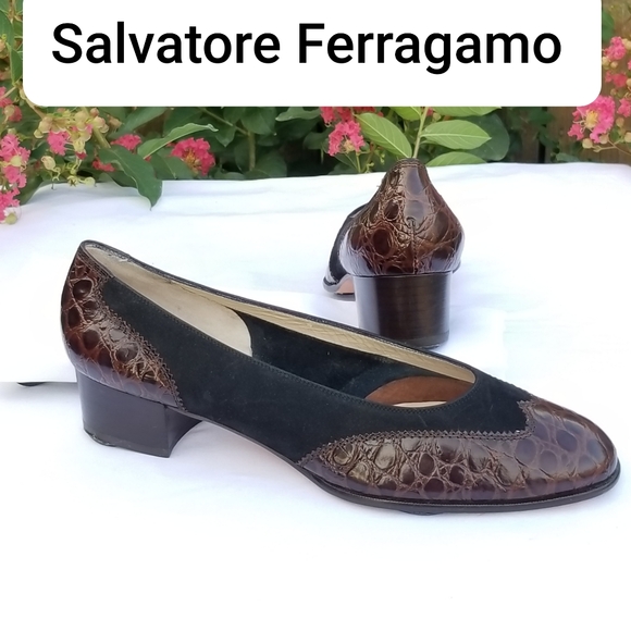 Salvatore Ferragamo Croc embossed leather shoes