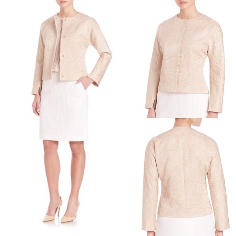 PAUW Amsterdam Blush Beige Seersucker Short Blazer Large