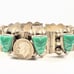 Vintage 925 Mexico Jade Mask Panel Bracelet, 51.26 g