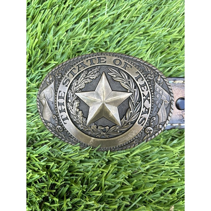 TONY LAMA State Series Collection Solid Brass Buckle & Full Grain Cowhide Belt