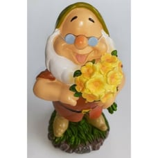 Disney Snow White Dwarf DOC Resin 8 Garden Gnome Statue Figurine with Flowers