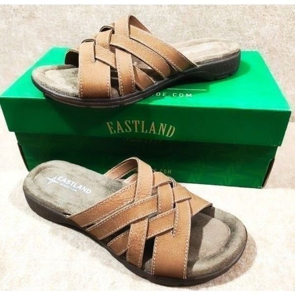 Eastland Hazel Womens Leather Slip On Memory Foam Sandals #C