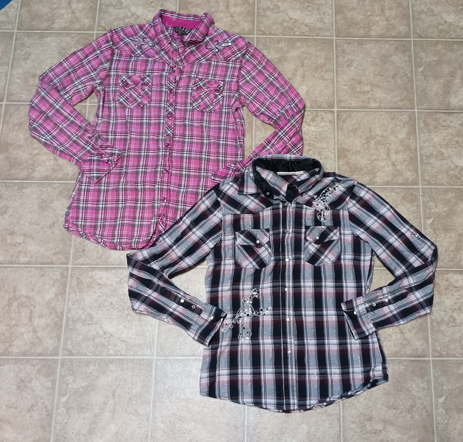 Cowgirl Button Up Plaid Shirt Bundle