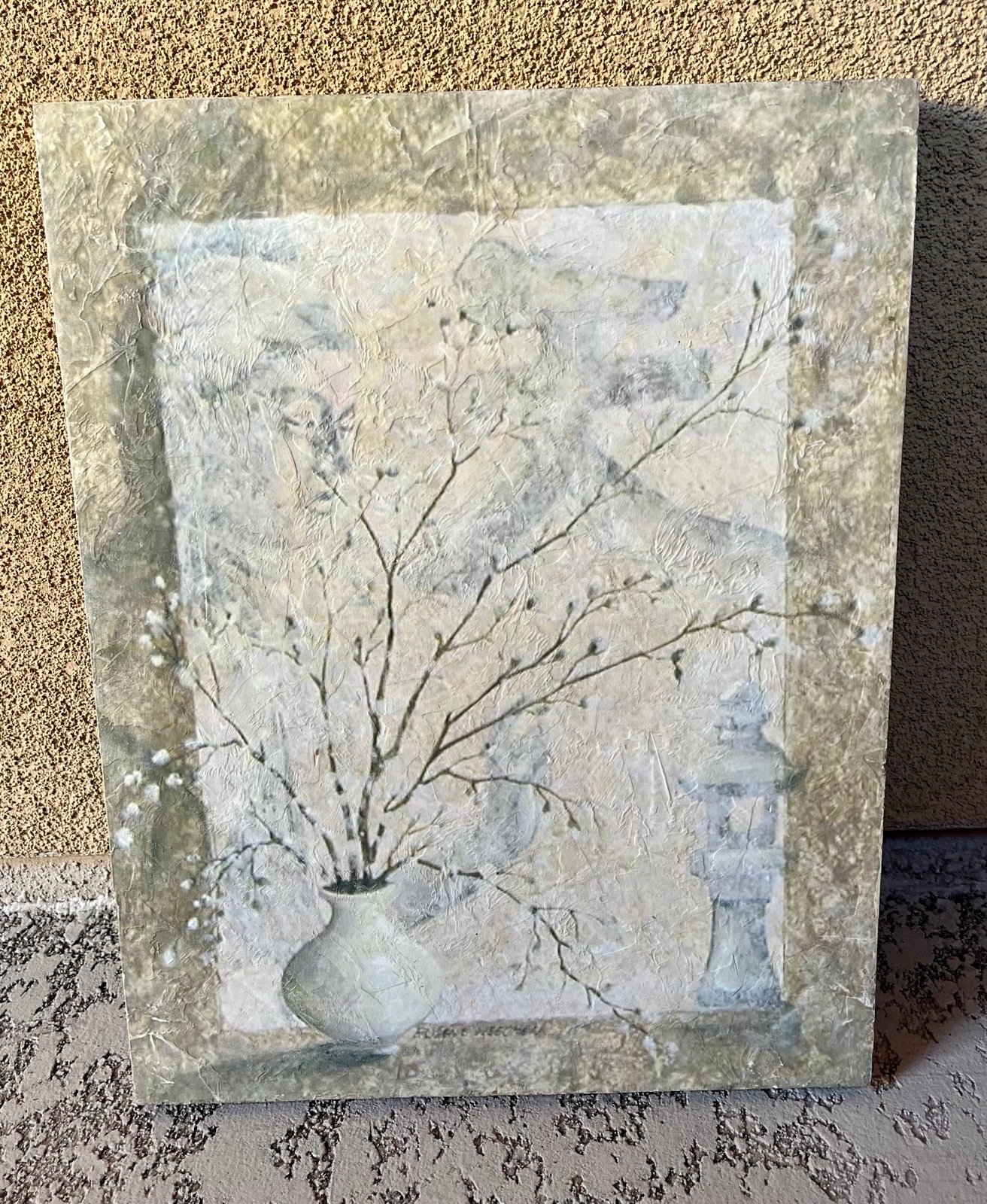 Vintage flowers texture painting 15/20 inches