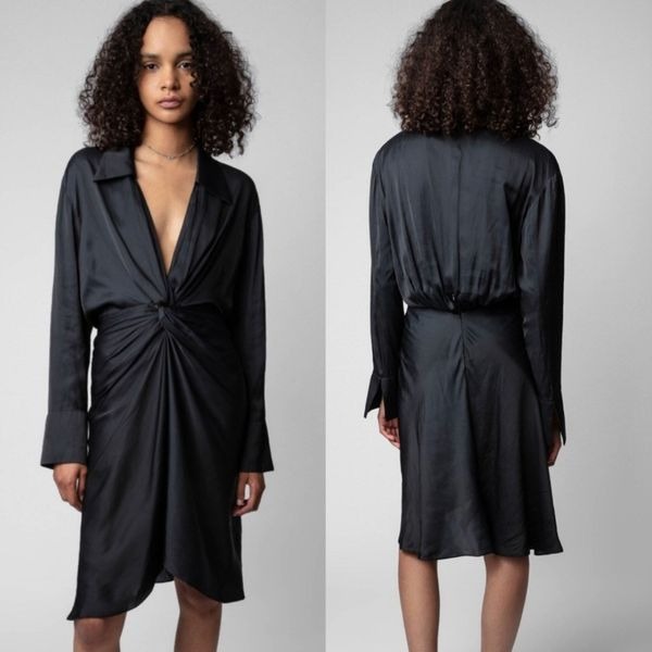 Zadig and Voltaire Rozo Satin Dress M Navy 478