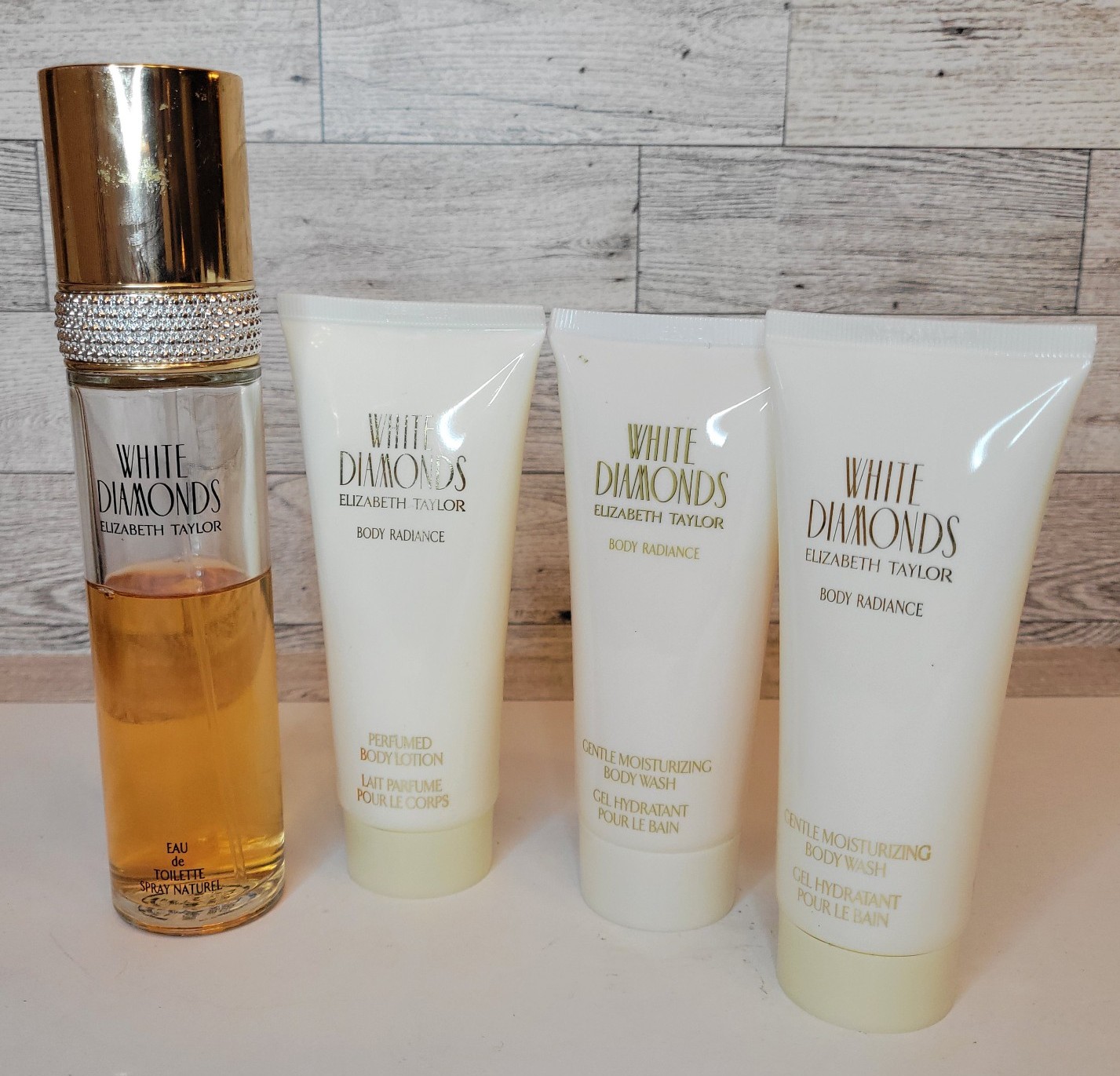 Lot 4 Elizabeth Taylor White Diamonds EDT, Body Wash & Lotion 3.3oz 100ml READ