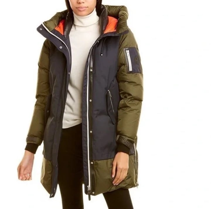 MACKAGE INARI DOWN Olive and Navy Blue Parka Coat