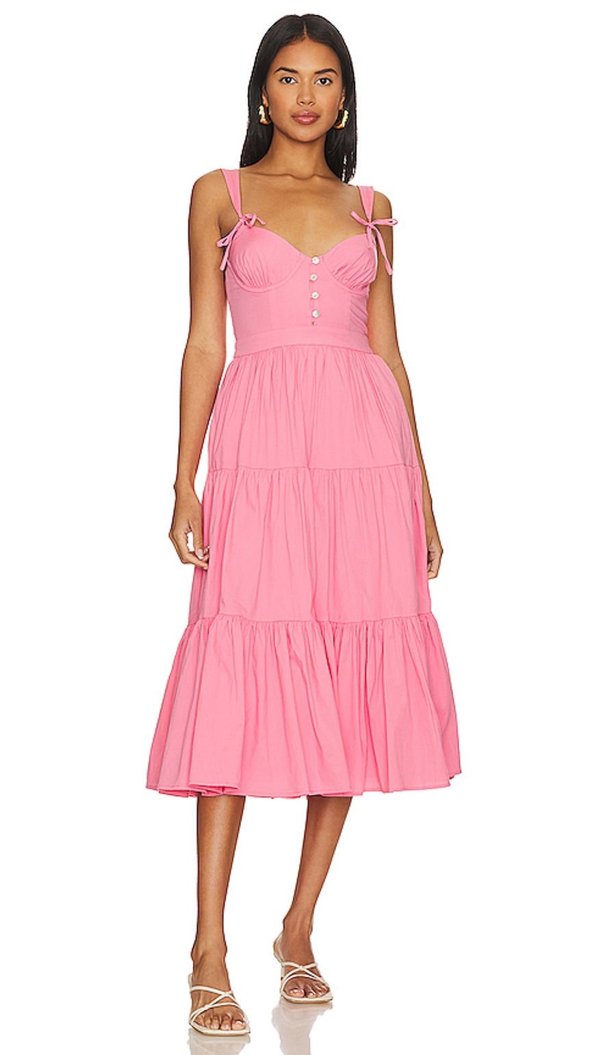 Revolve Tularosa Poppy Midi Dress in Watermelon Pink Size Large