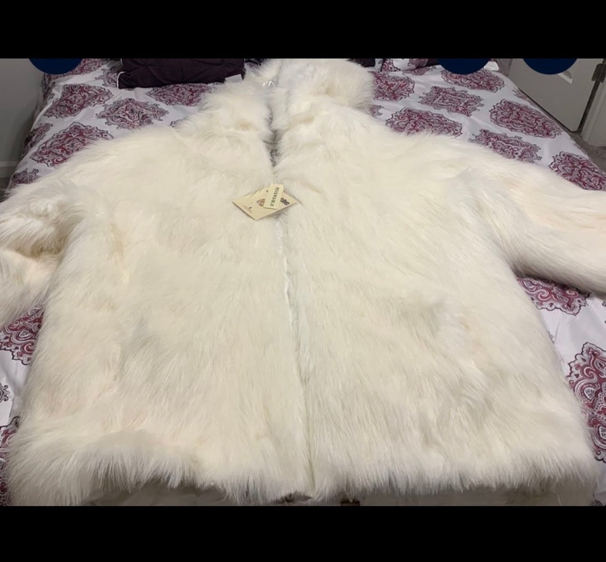 White hooded Faux Fur