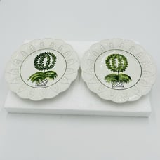 Set of 2 Vintage San Marco Topiary Luncheon Plates Made In Italy Scalloped 8.5