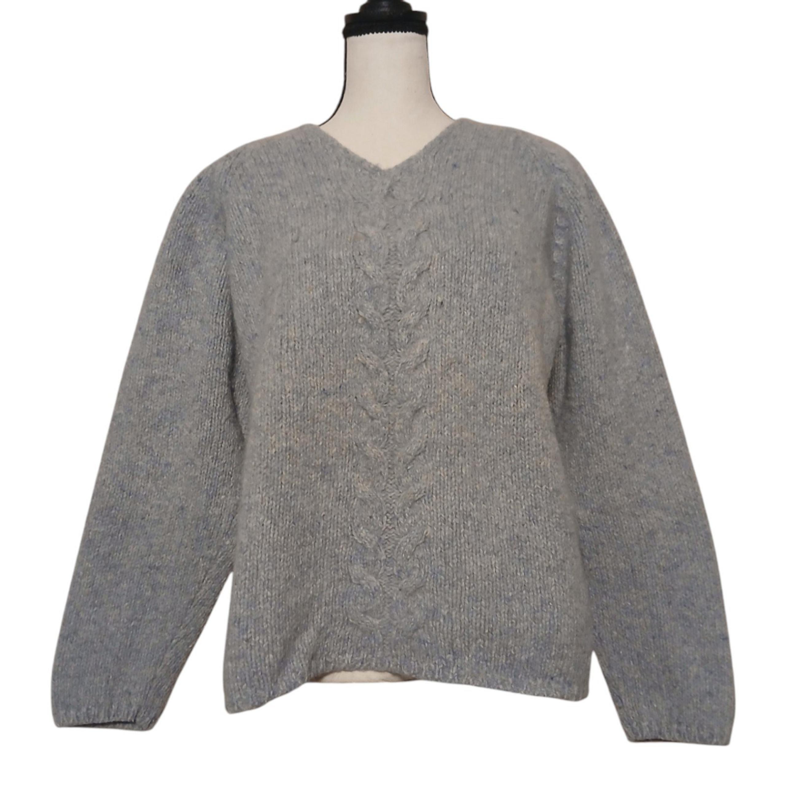 Vintage 90s L.L. Bean Women's Large Lambswool Mohair Knitted V-neck Sweater
