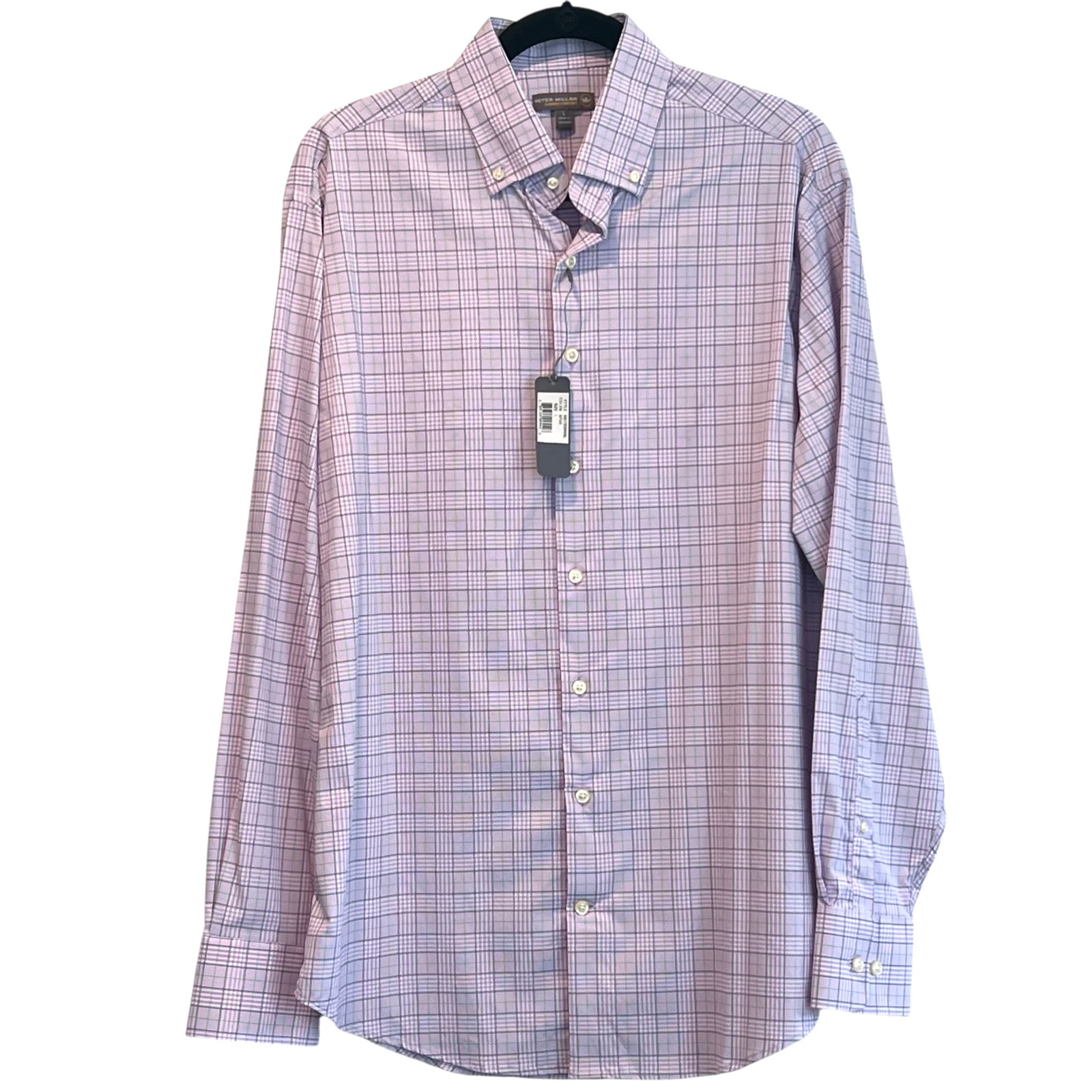 Peter Millar Coastal Linen Button Down Long Sleeve Collard Shirt Coral Reef Sz M