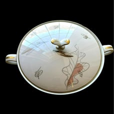 NORITAKE RC Round Covered Vegetable Dish Style 230 MCM Gold Trim Atomic Nature