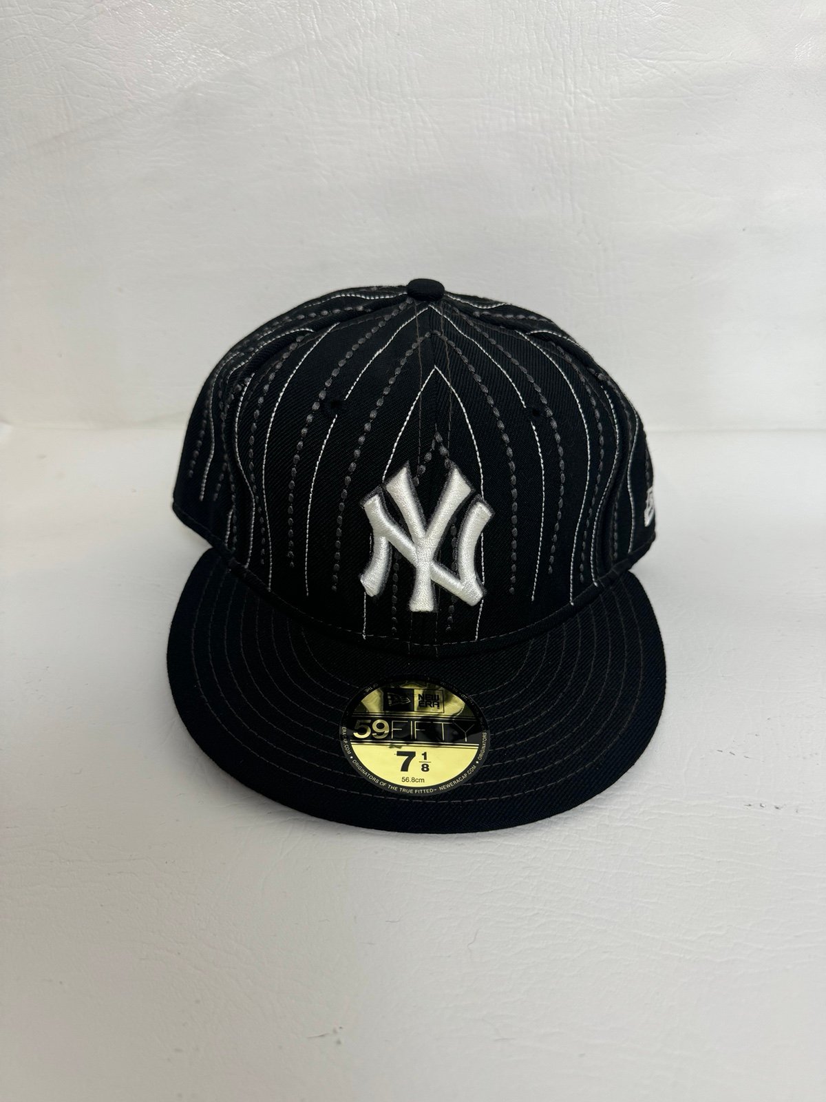 59 Fifty Baseball Cap Hat New York Yankees Black White Stitch New 7 1/8