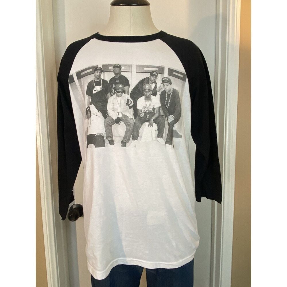 NWA Baseball T Shirt straight outta Compton 2 Sided Medium Black/White