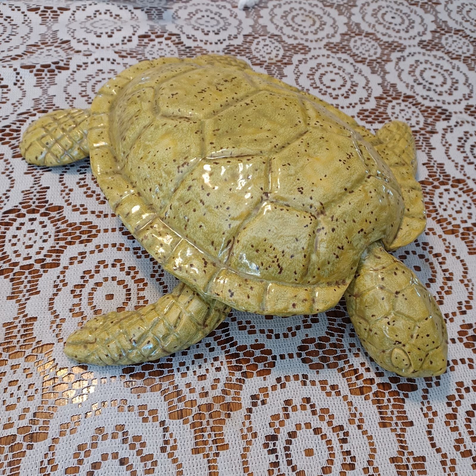 OOAK Handmade Artist Signed Ceramic Sea Turtle Sculpture
