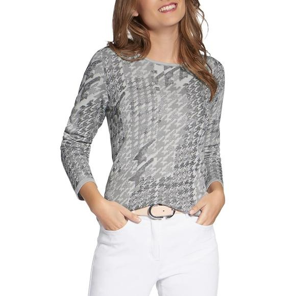 NWT New Basler Houndstooth Cotton Viscose Knit Sweater Top Size L