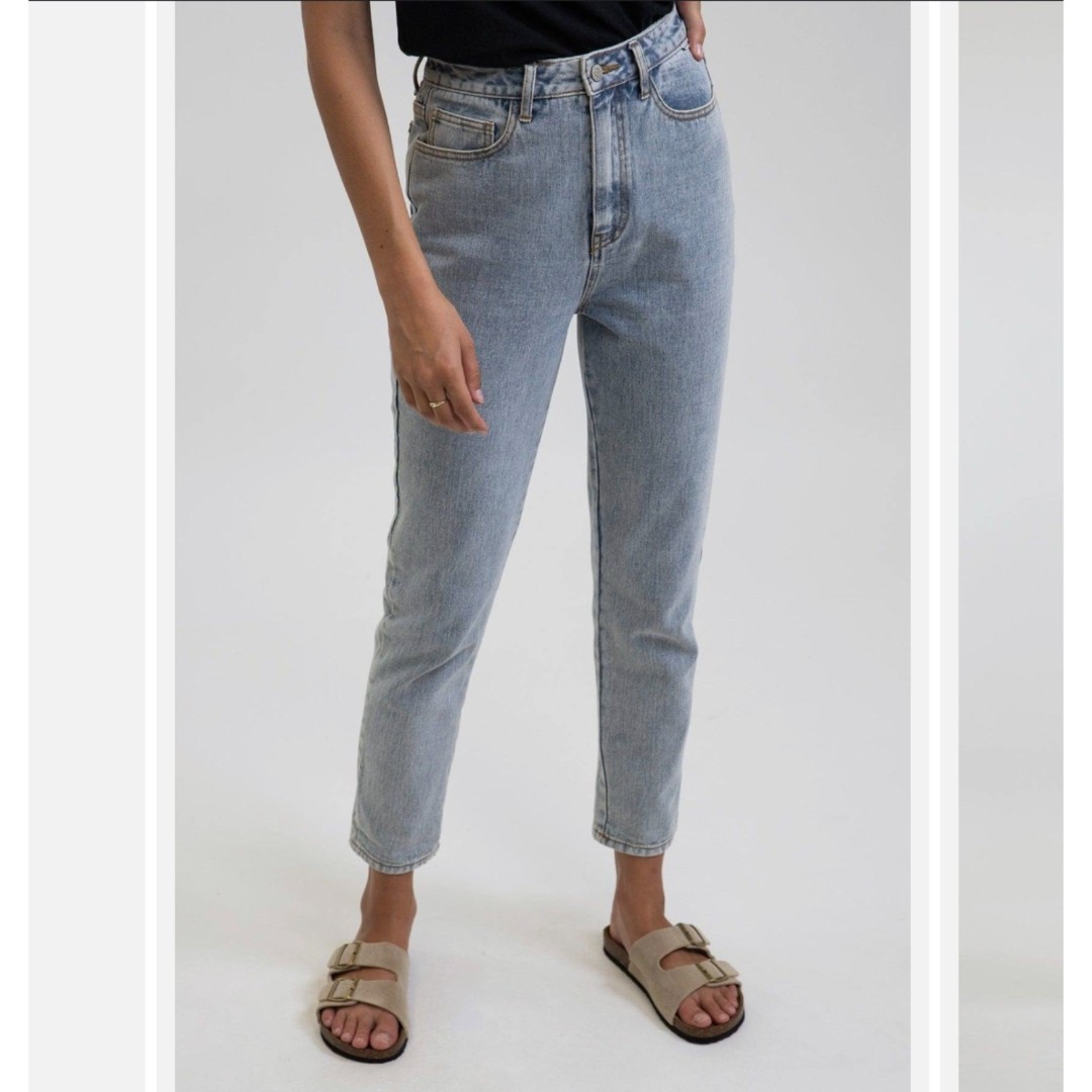 Rhythm high waist acid light washed denim relaxed contemporary mom jeans size 6