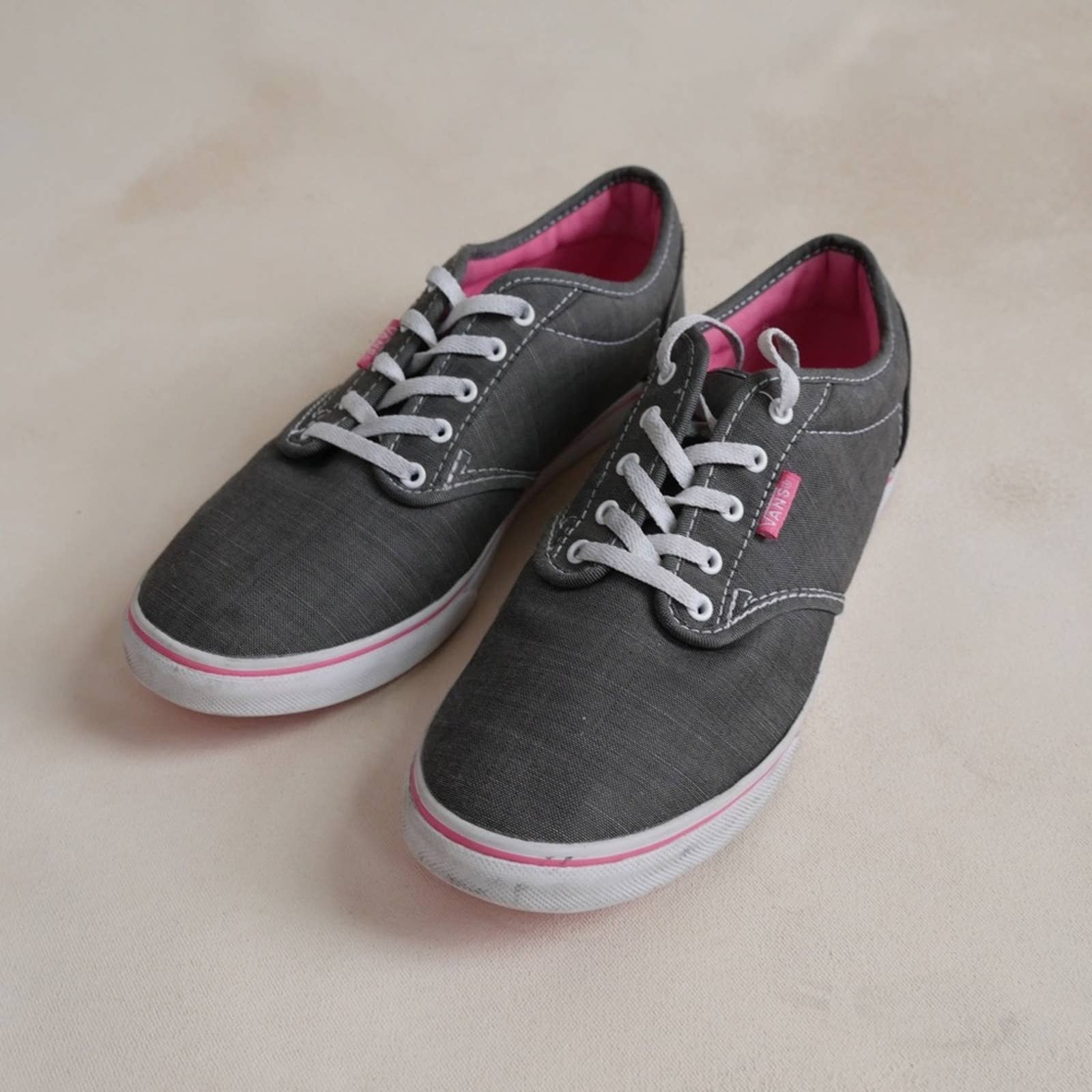 Vans TB4R Canvas Skate Shoes Sneakers Padded Ankle Grey/White/Pink 8.5