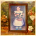 Folk Art Print-Girl With Flowers-Framed-30x20 in-Vintage-Colonial-1800s Portrait