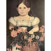 Folk Art Print-Girl With Flowers-Framed-30x20 in-Vintage-Colonial-1800s Portrait