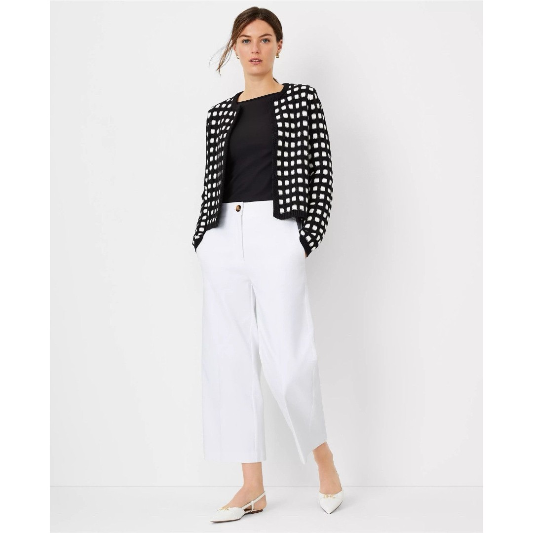 Ann Taylor The Wide Leg Crop Curvy Fit Pants Sz 16P White Stretchy Trouser New