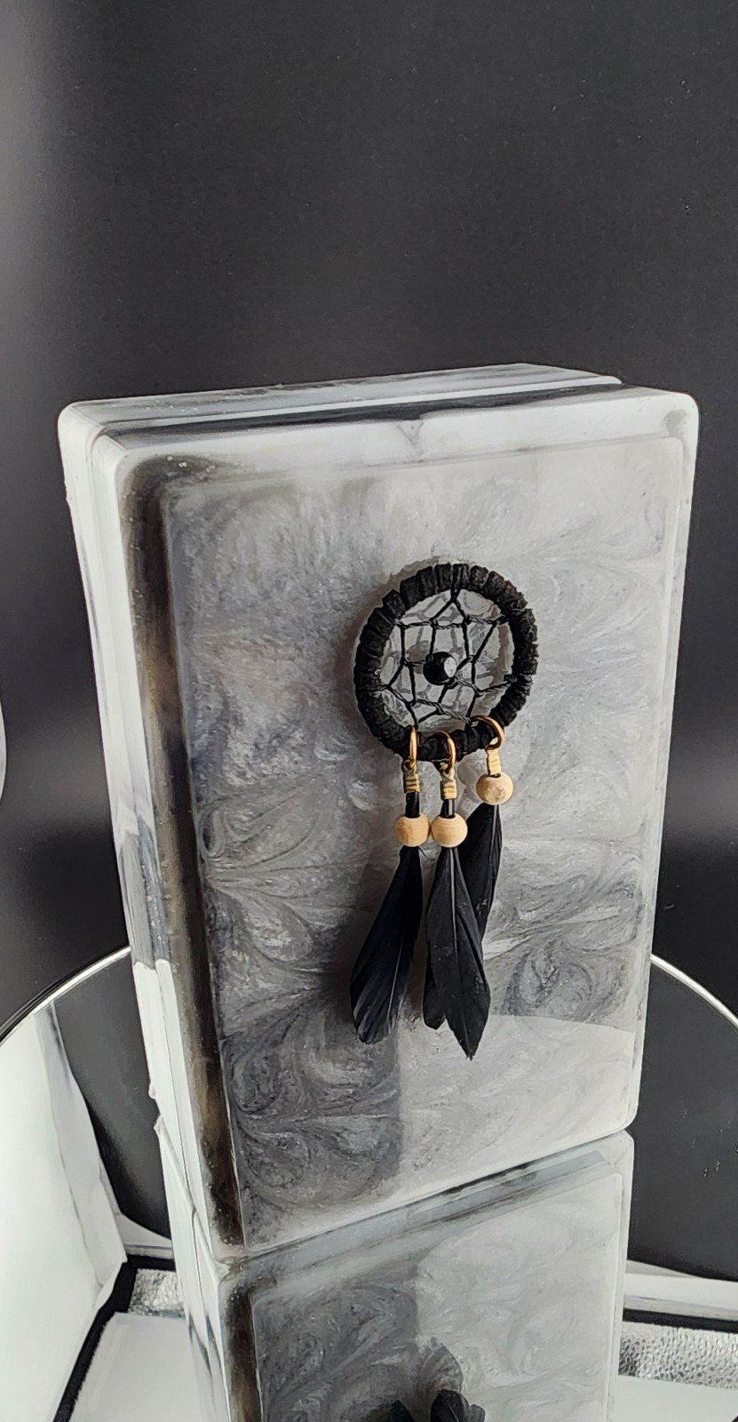 Silver and black mini dreamcatcher jewelry box