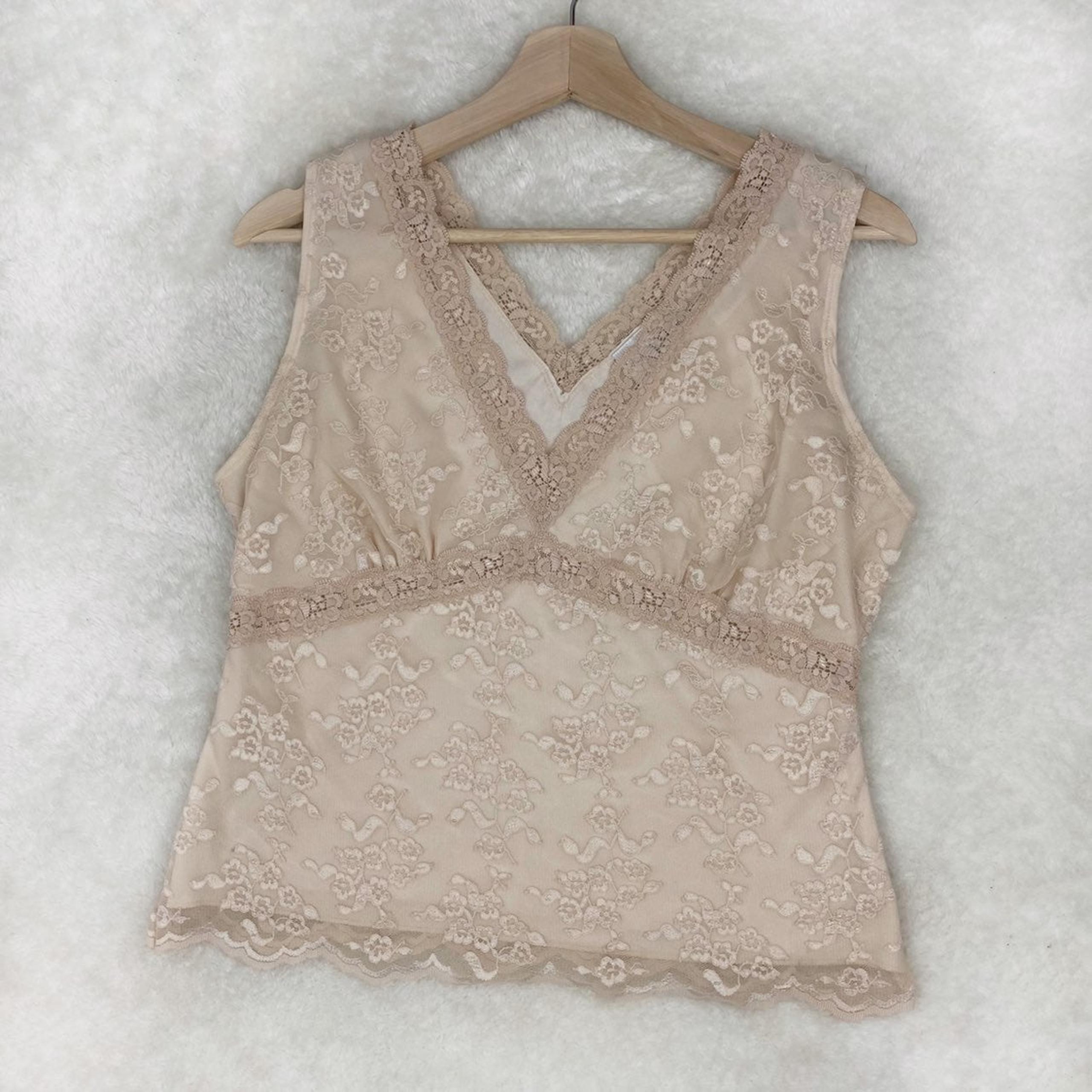 Worthington Nude Pink Lace Tank Top