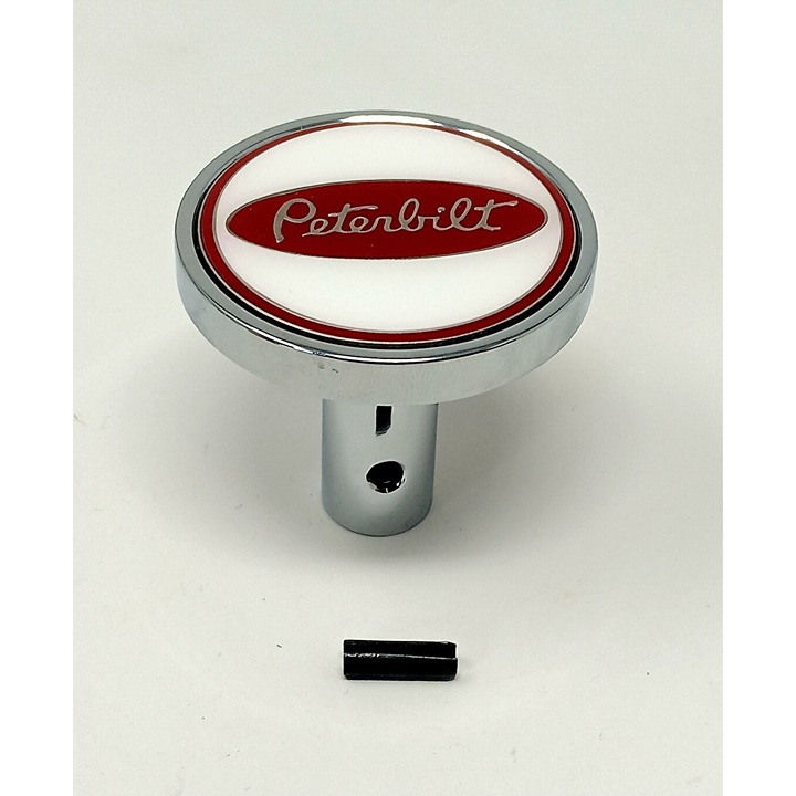 Peterbilt Air Valve Knob Silver Matt Chrome Tractor Trailer Set w/ metal emblems