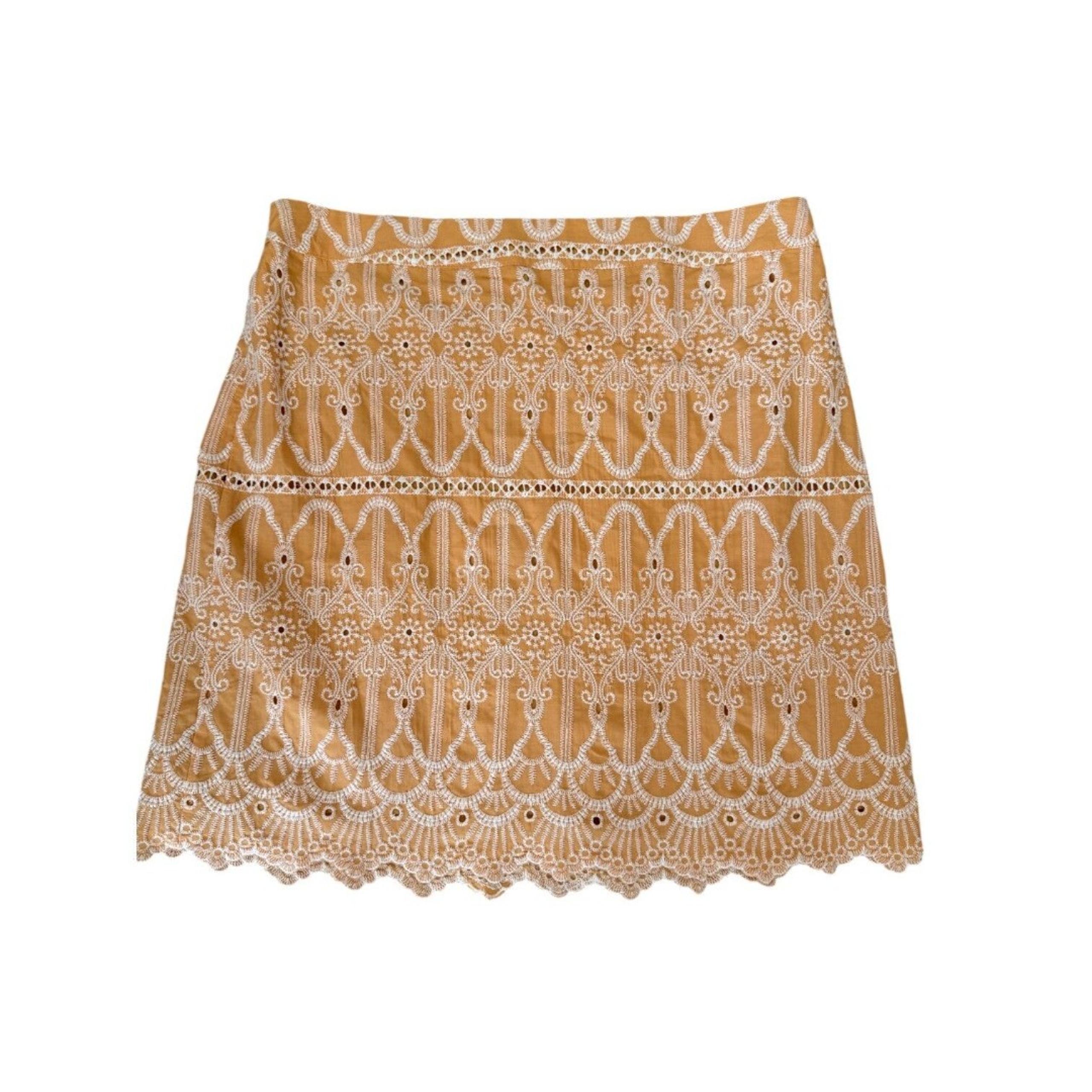 NWT Skies Are Blue White Crochet Embroidered Cotton Boho Cowgirl Mini Skirt 1X