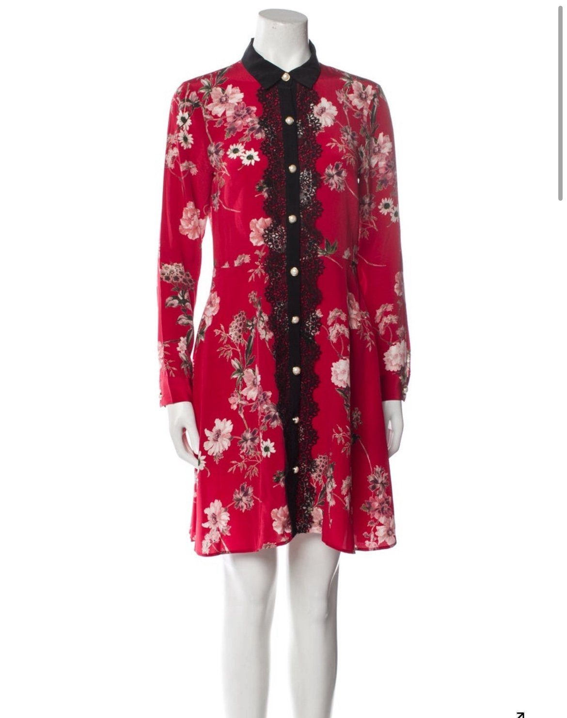The Kooples knee length embellished floral silk shirt dress