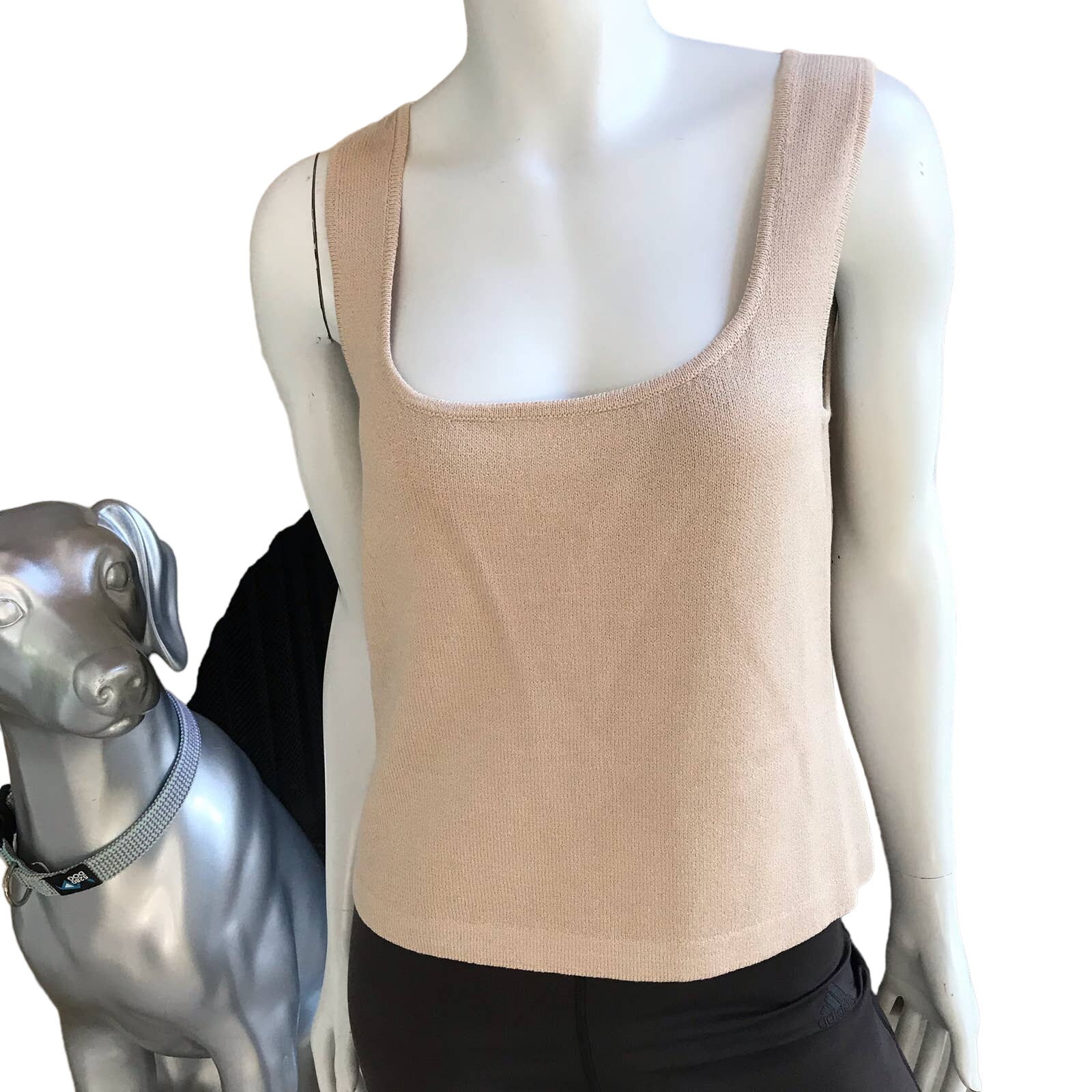 NEW St. John Classic Beige Wool Rayon Sleeveless Top Women's Size M NWT 240