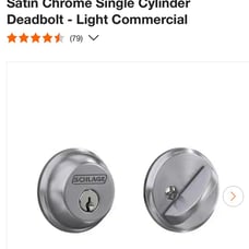 Schlage Satin Chrome Single Cylinder Deadbolt - Light Commercial