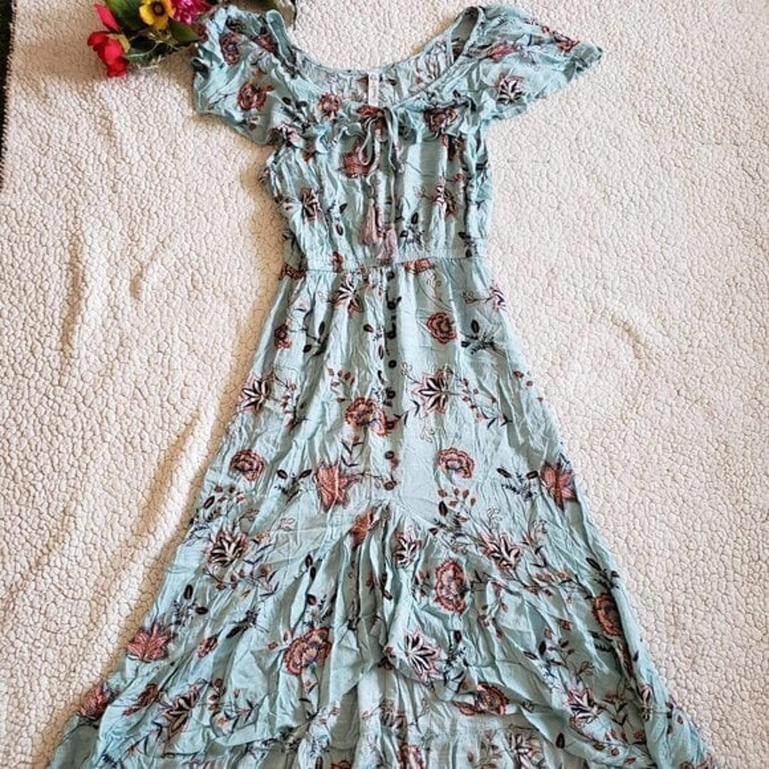 American Rag Dress Women's Large Ruffle Blue