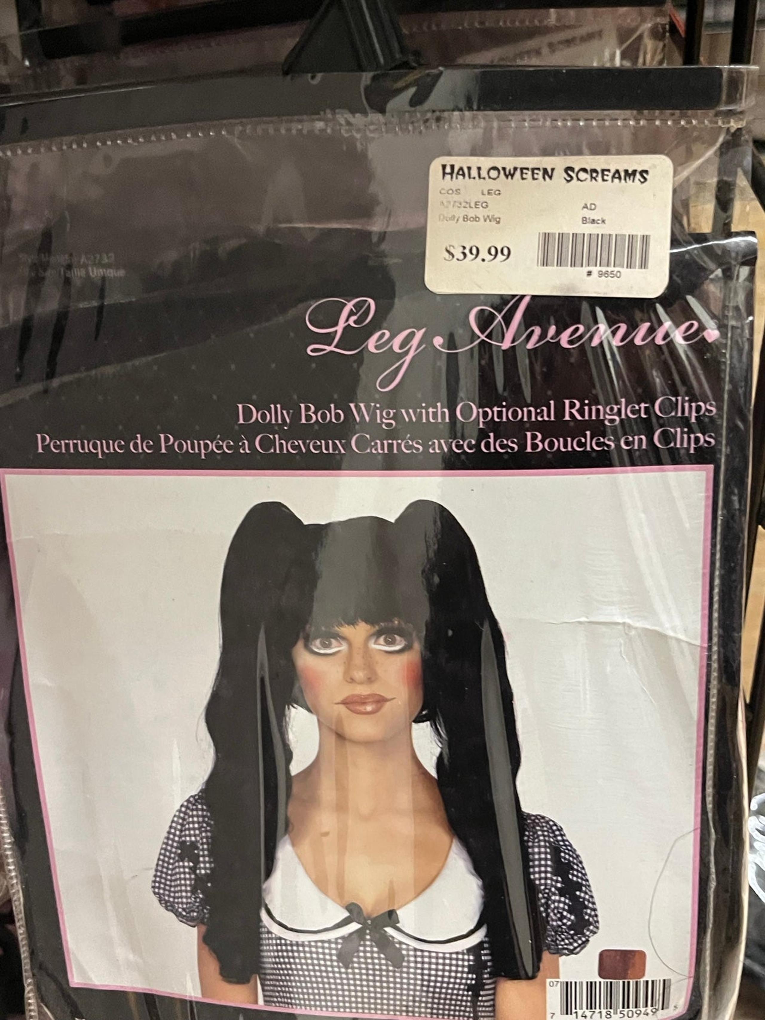 Halloween women’s wig leg avenue black dolly bob with optional ringlet clip