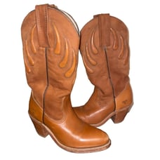 Frye Bear Claw cowgirl Western block heel Boots cognac Leather 4.5