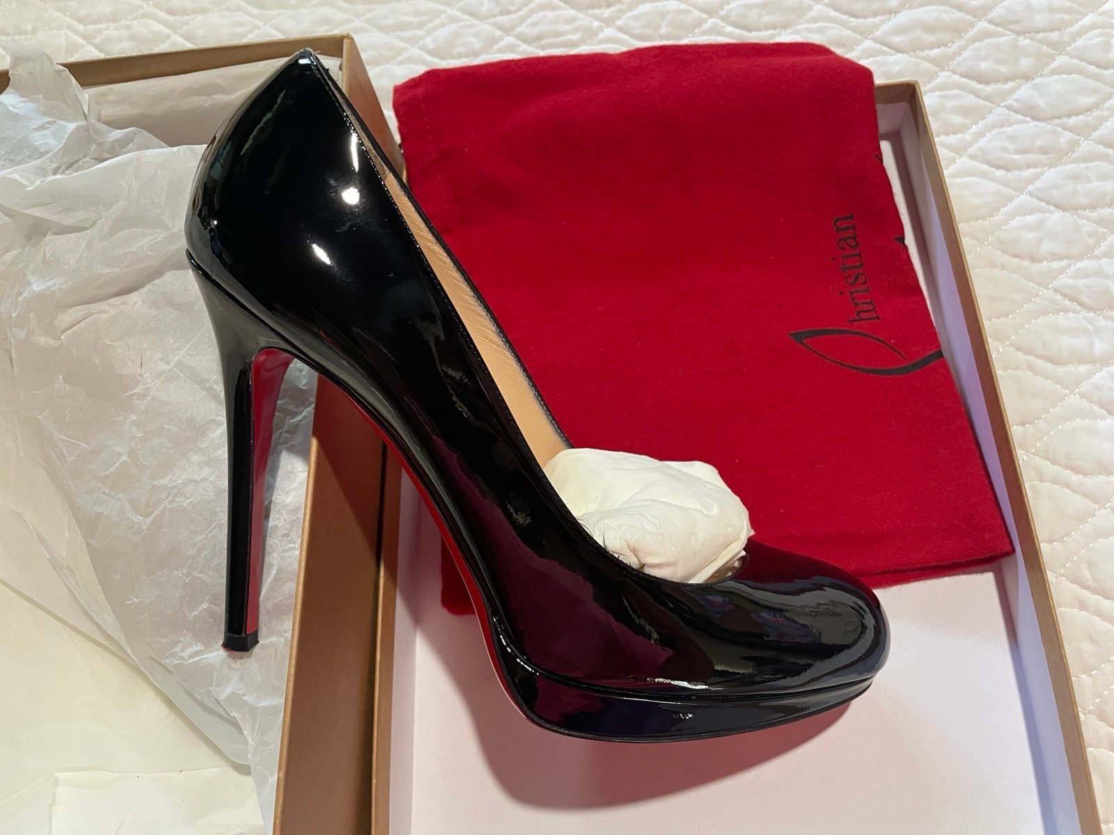 Louboutin simple pump 120 black patent leather size 39