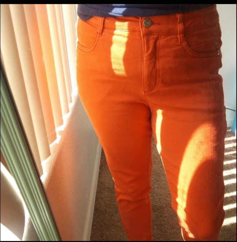 Madeline orange pants jeans size 8 flared on button