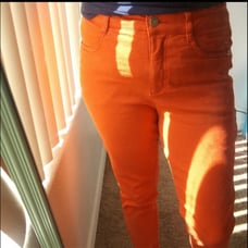 Madeline orange pants jeans size 8 flared on button