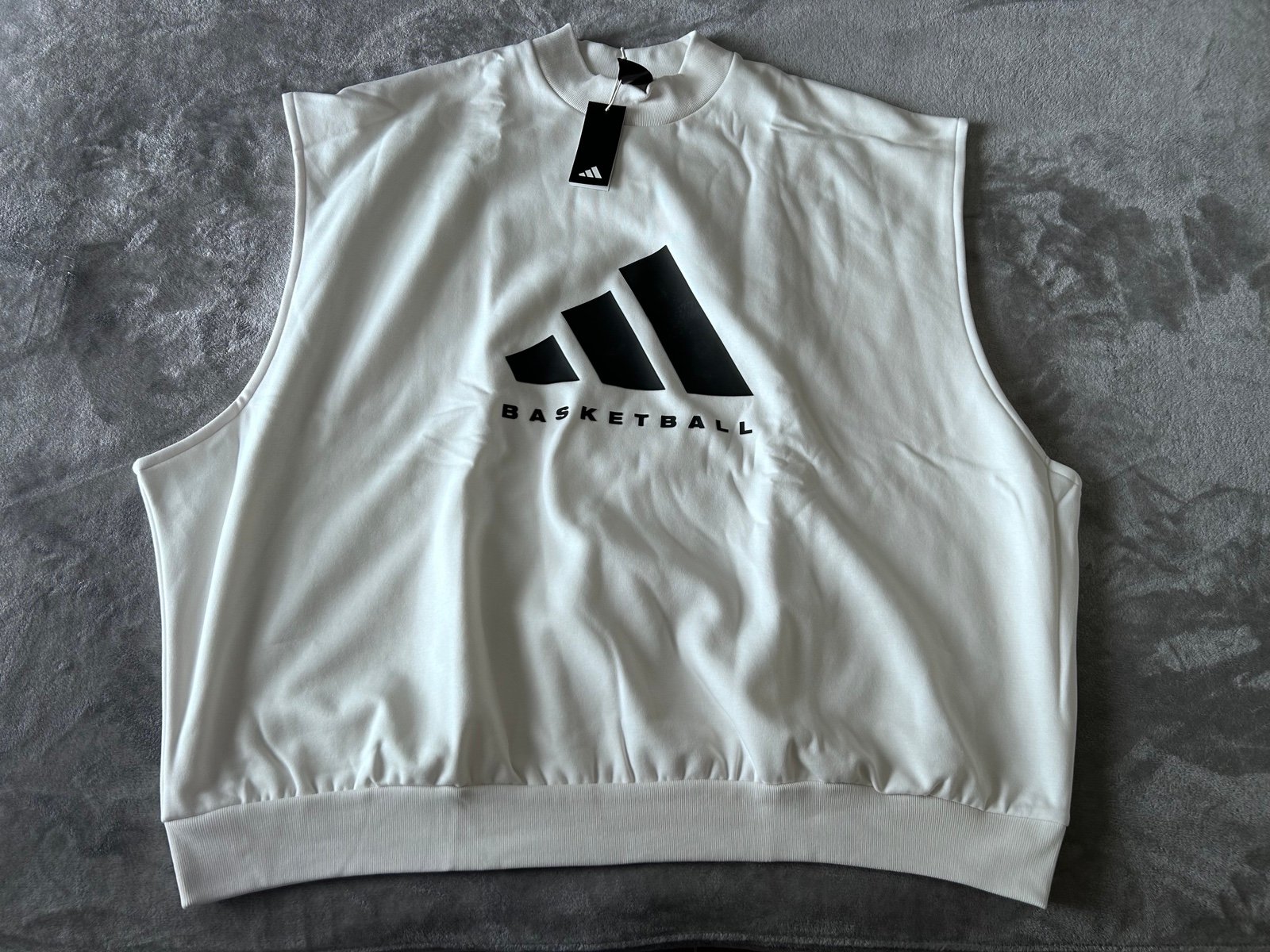 Adidas One BB SL SS Basketball Cutoff Sleeveless Sweatshirt White Size 3XL New
