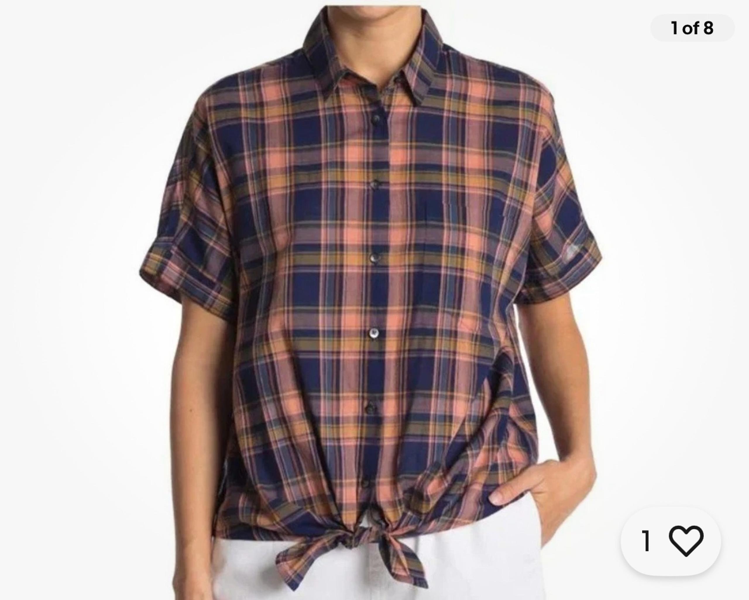 Madewell Cotton Camp Shirt Boxy Button Down Blue M.